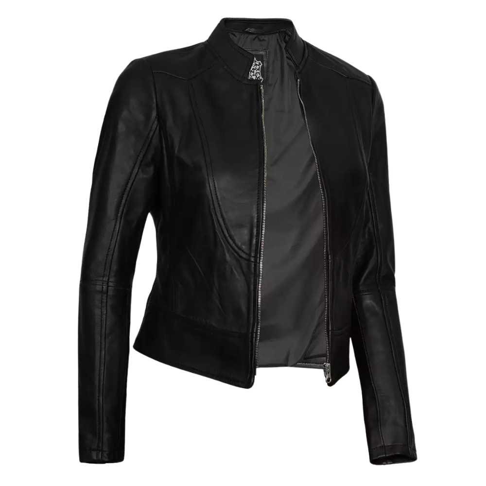 Women's Slim Fit Black Leather Biker Jacket