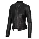 Women's Slim Fit Black Leather Biker Jacket