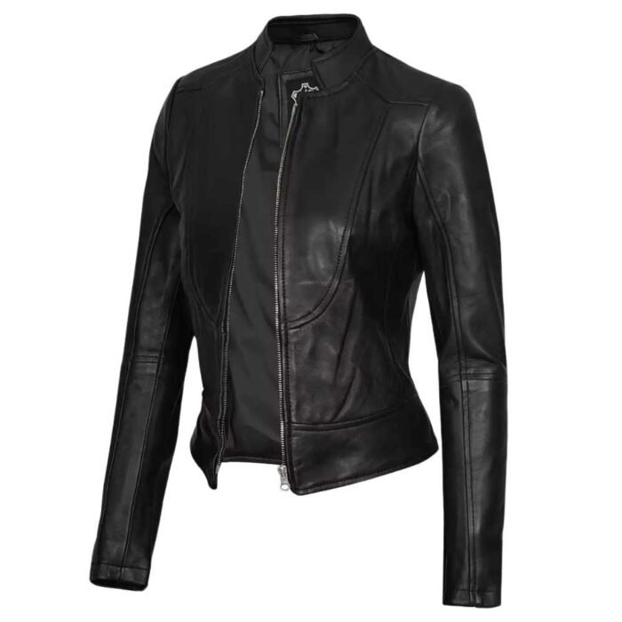 Women's Slim Fit Black Leather Biker Jacket