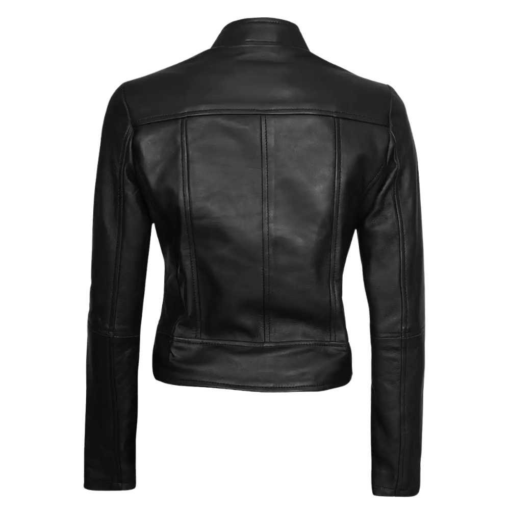 Women's Slim Fit Black Leather Biker Jacket