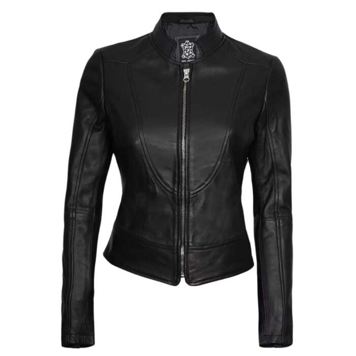 Women's Slim Fit Black Leather Biker Jacket