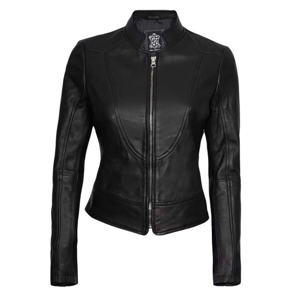 Women's Slim Fit Black Leather Biker Jacket