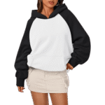 Womens Trendy Queen Pullover Oversized Black And White Hoodie