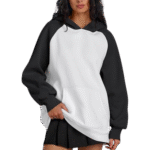 Womens Trendy Queen Pullover Oversized Black and White Hoodie