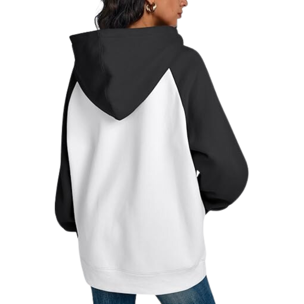 Womens Trendy Queen Pullover Oversized Black And White Hoodie (4)