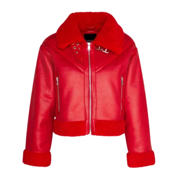 Women's Christmas Red Shearling Jacket