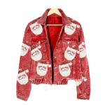 Women's Corduroy Rugby Sequined Santa Denim Jacket