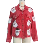 Women's Corduroy Rugby Sequined Santa Denim Jacket