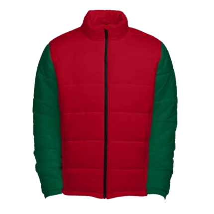 Mens Red and Green Christmas Puffer Jacket