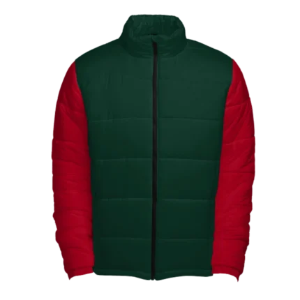 Mens Green & Red Christmas Puffer Jacket