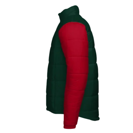 Mens Red Jacket Green Sleeves Christmas Puffer Jacket
