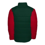 Mens Red Jacket Green Sleeves Christmas Puffer Jacket