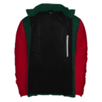 Mens Red Jacket Green Sleeves Christmas Puffer Jacket