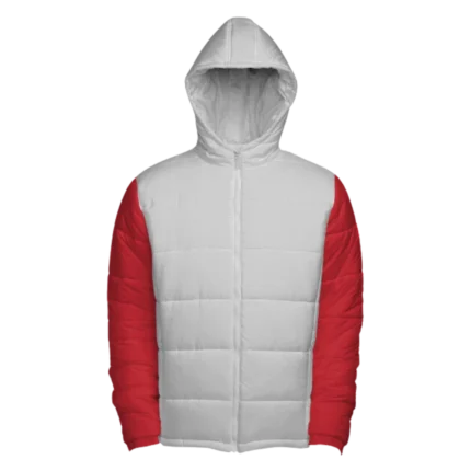 Mens Christmas Red and White Hooded Puffer Jacket