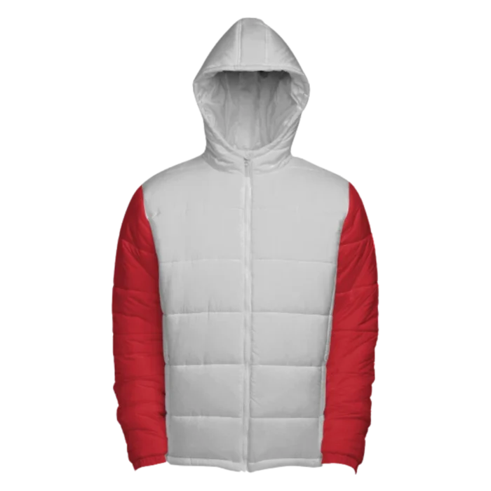 Mens Christmas Red and White Hooded Puffer Jacket