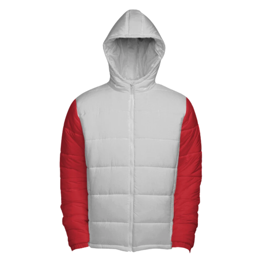 Mens Christmas Red and White Hooded Puffer Jacket