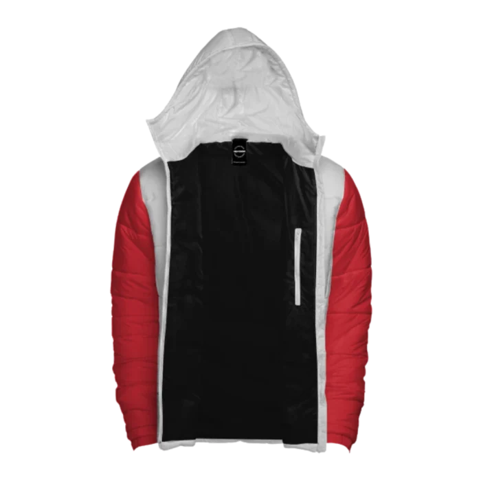 Mens Christmas Red and White Hooded Puffer Jacket