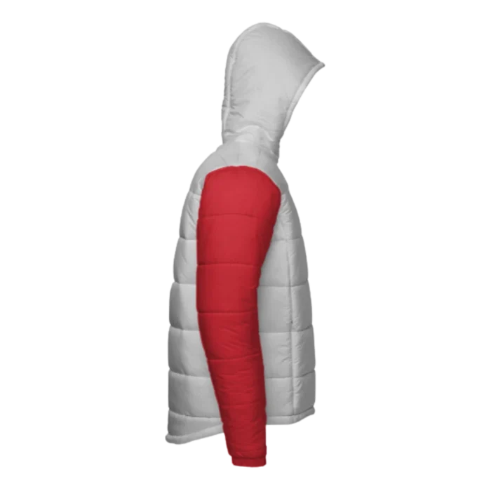 Mens Christmas Red and White Hooded Puffer Jacket