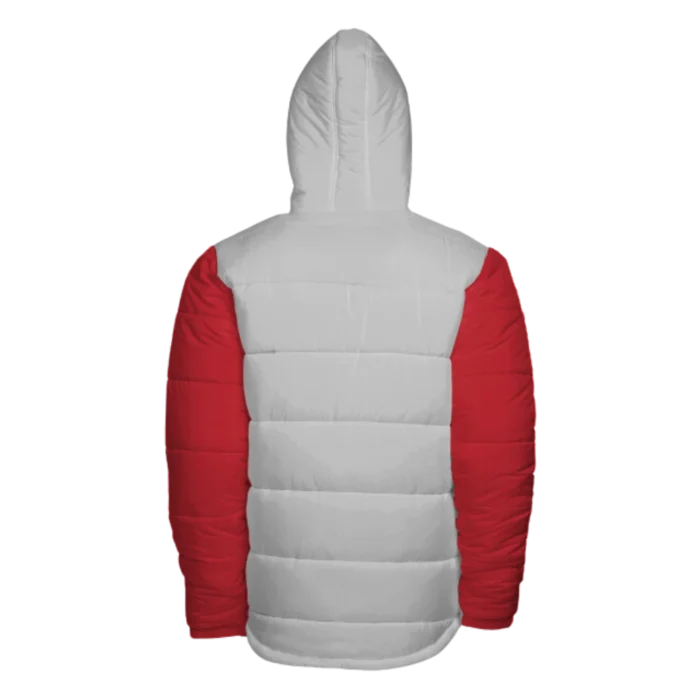 Mens Christmas Red and White Hooded Puffer Jacket