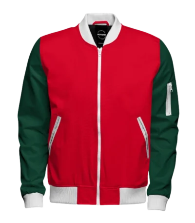 Mens Christmas Red and Green Bomber Jacket