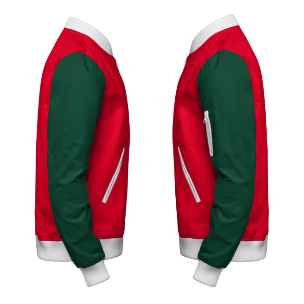 Mens Christmas Red and Green Bomber Jacket