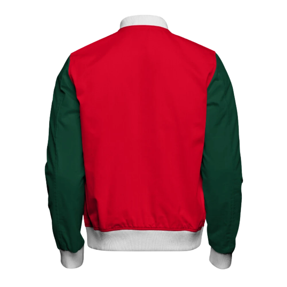 Mens Christmas Red and Green Bomber Jacket