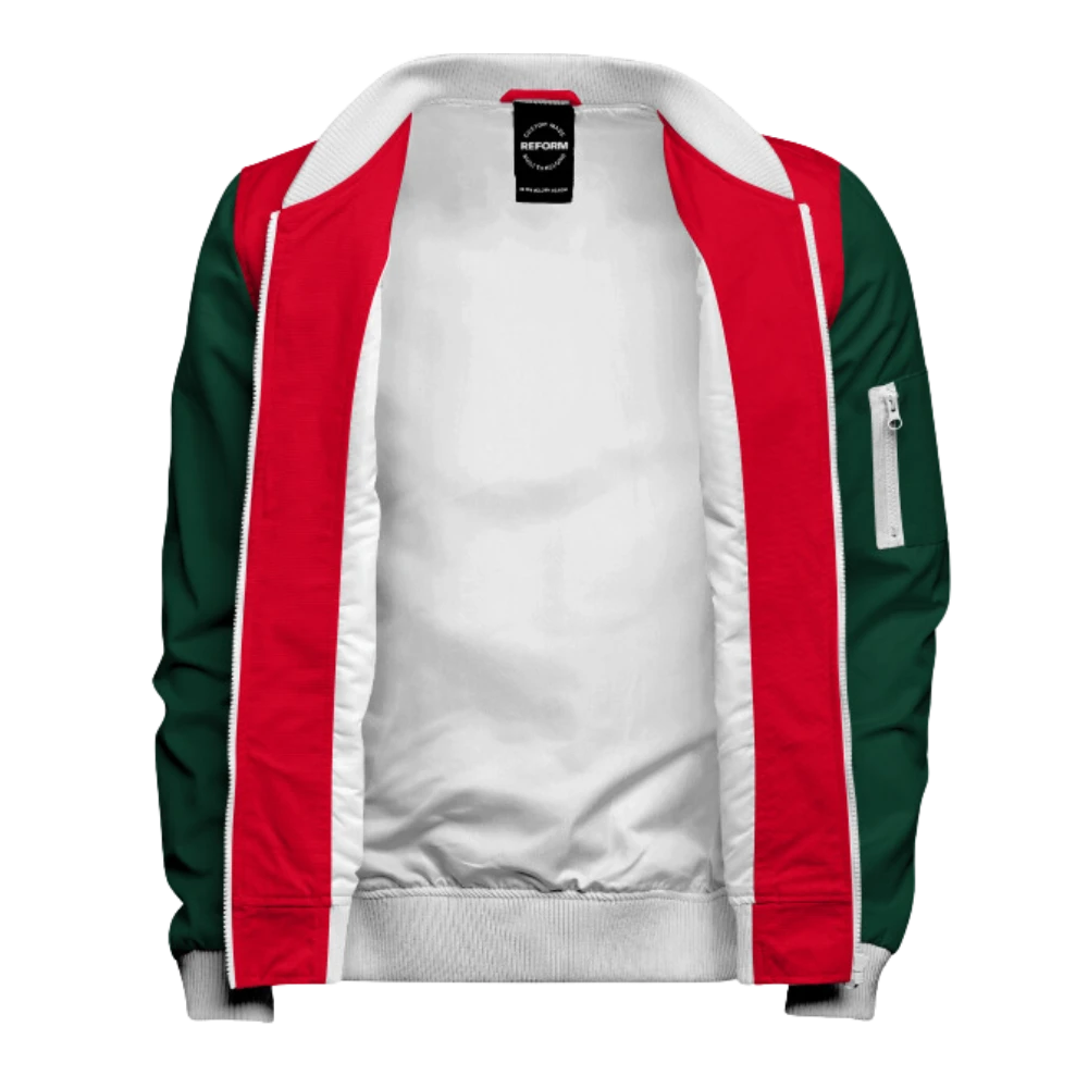 Mens Christmas Red and Green Bomber Jacket
