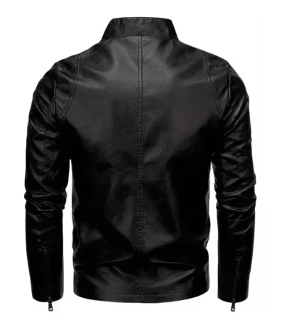 Mens Black Faux Leather Motorcycle Jacket