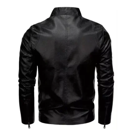 Mens Black Faux Leather Motorcycle Jacket