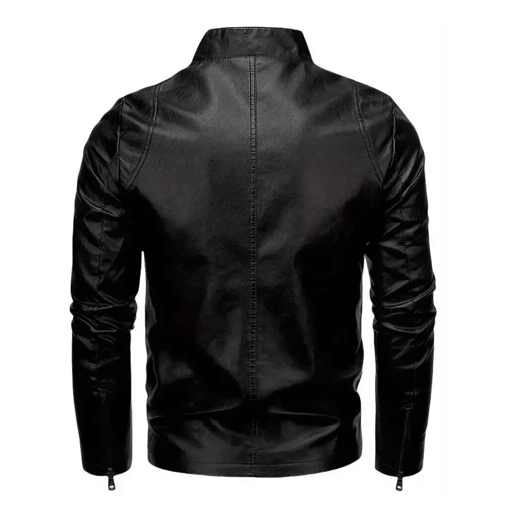 Mens Black Faux Leather Motorcycle Jacket