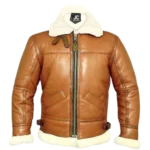 Mens Aviator B3 Bomber Shearling Leather Tan Brown Jacket