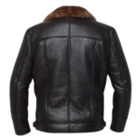 Mens Aviator Cross Zip B3 Bomber Shearling Leather Brown Jacket