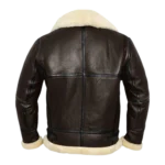 Mens Aviator Shearling B3 Bomber Brown Leather Jacket - Back look