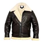 Mens Aviator Shearling B3 Bomber Brown Leather Jacket - Front look