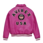 Mens Avirex Icon Pink Leather Jacket