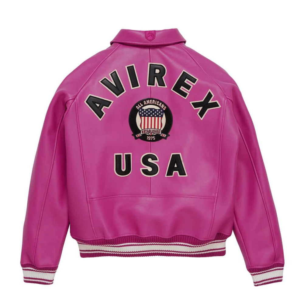 Mens Avirex Icon Pink Leather Jacket