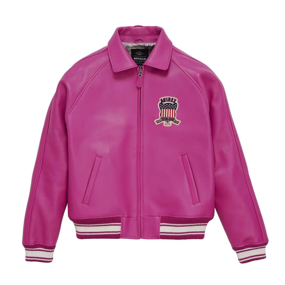 Mens Avirex Icon Pink Leather Jacket