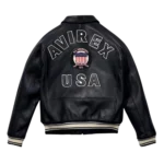 Men's Avirex Classic American Flight Icon Black Leather Bomber Jacket