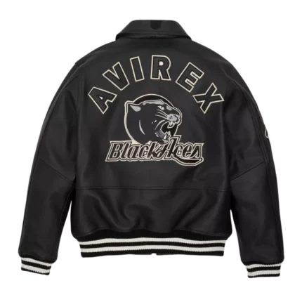 Men's Avirex Real Leather Classic Black Bomber Jacket
