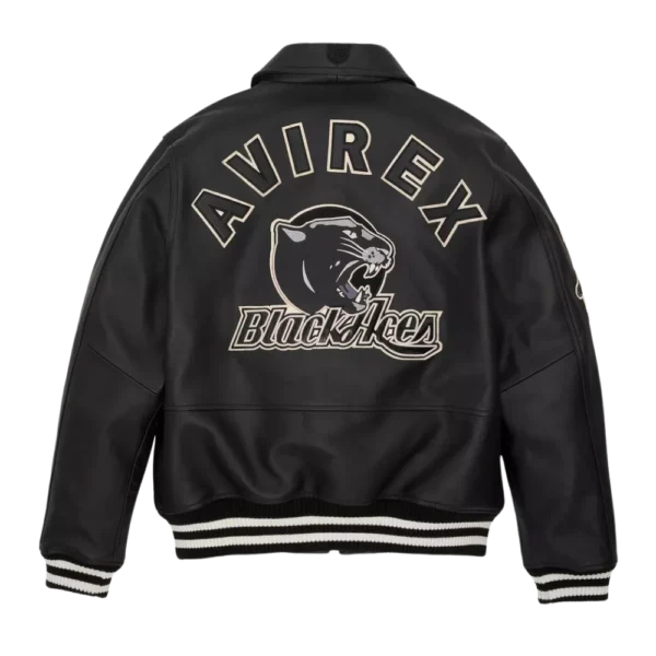 Men's Avirex Real Leather Classic Black Bomber Jacket