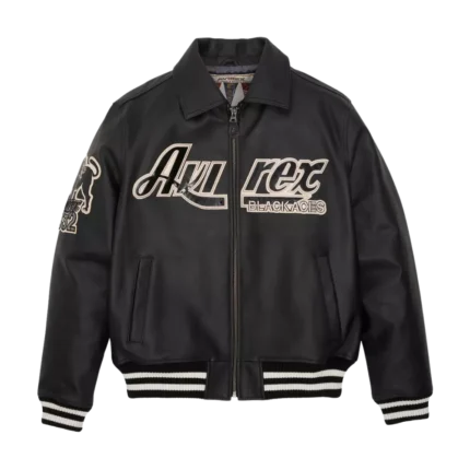 Men's Avirex Real Leather Classic Black Bomber Jacket