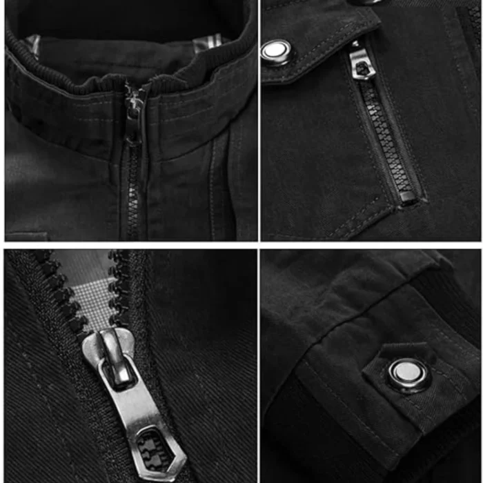 Mens Casual Military Cotton Black Bomber Jacket