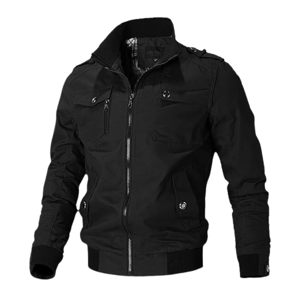 Mens Casual Military Cotton Black Bomber Jacket