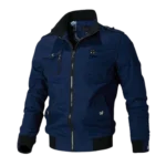 Mens Casual Military Cotton Deep Blue Bomber Jacket