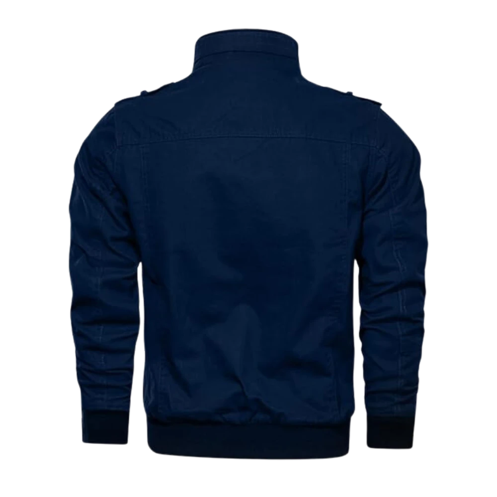 Mens Casual Military Cotton Deep Blue Bomber Jacket