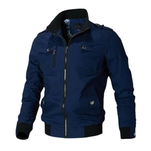 Mens Casual Military Cotton Deep Blue Bomber Jacket