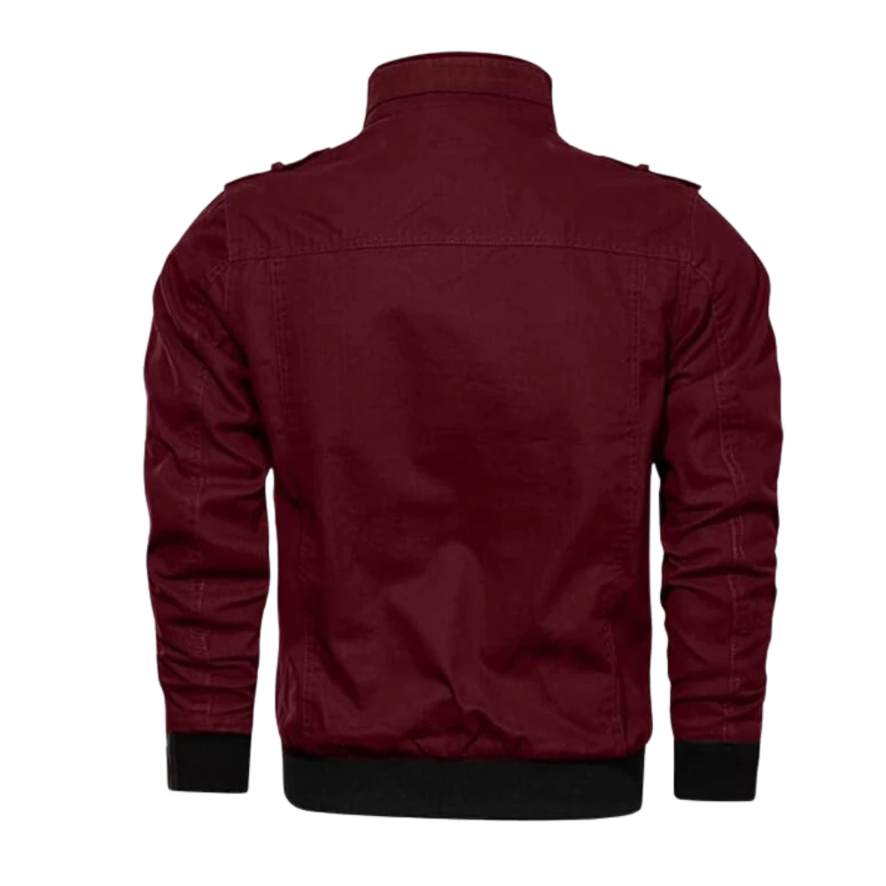 Mens Casual Military Cotton Wine Red Bomber Jacket