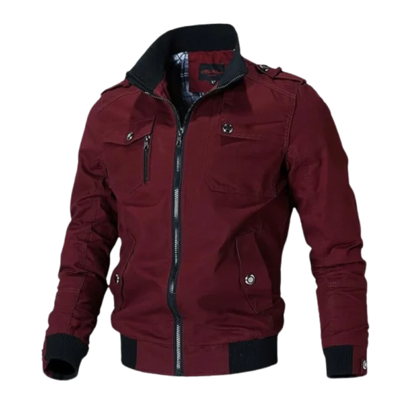 Mens Casual Military Cotton Wine Red Bomber Jacket