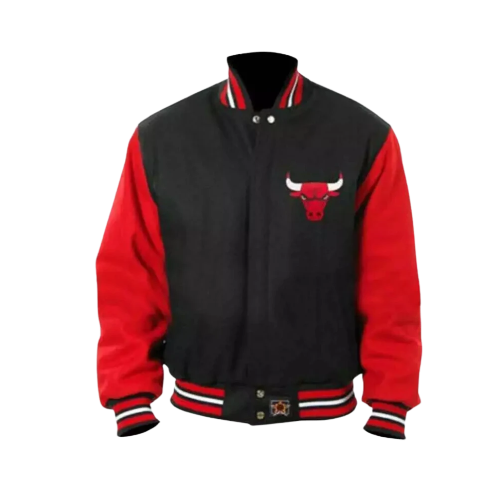 Mens Letterman Chicago Bulls Red Bomber Varsity Jacket