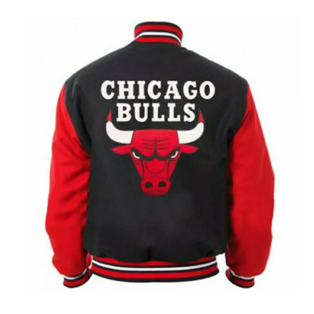 Mens Letterman Chicago Bulls Red Bomber Varsity Jacket